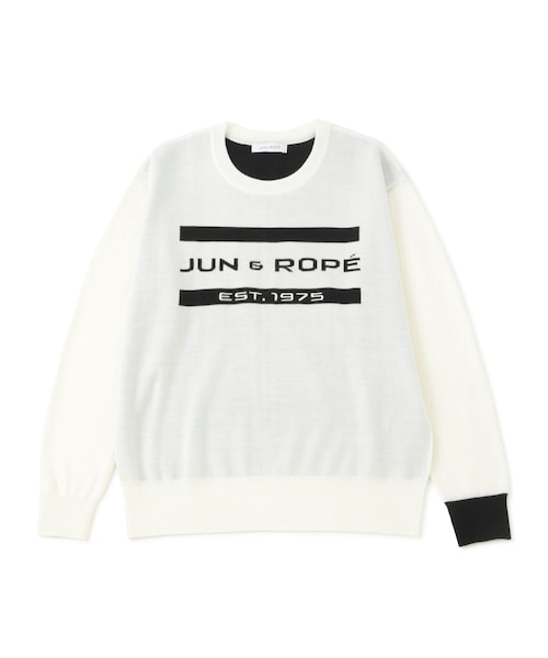 ROPE'（ロペ）の「【J'aDoRe・店舗限定】ロゴインターシャ長袖ニット（ニット/セーター・レディース・ホワイト/グリーン/ラベンダー・L/M/S/XL）」の2枚目の写真