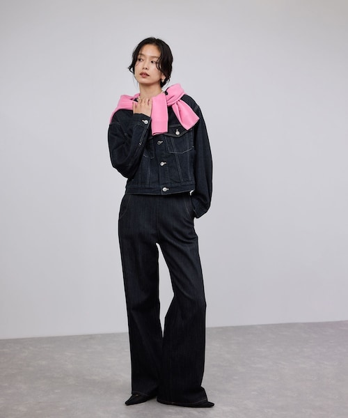 ROPE'(ロペ)の「岡山デニム別注ノーカラージャケット/イージーケア(ノーカラージャケット・レディース・グレー/ネイビー/ブルー・F)」の9枚目の写真