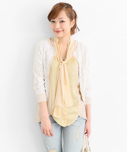 URBAN RESEARCH ROSSO（アーバンリサーチロッソ）の「ボウタイノースリーブブラウス（シャツ/ブラウス・レディース・LIGHT GRAY/NAVY/APRICOT・FREE）」の7枚目の写真