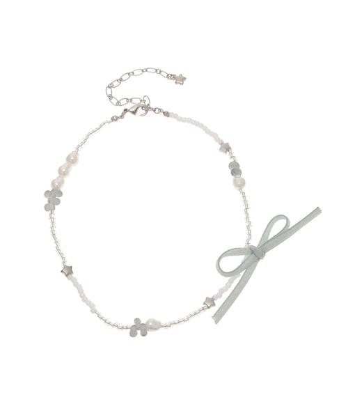 merry jenny（メリージェニー）の「sistars choker necklace（ネックレス・レディース・グレー/ミントグリーン・F）」の3枚目の写真