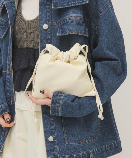 KBF（ケイビーエフ）の「ギャザーデザインミニBAG（ショルダーバッグ・レディース・IVORY/KHAKI/BLACK・One）」の5枚目の写真