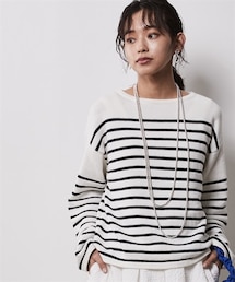 nissen | 大きいサイズ ラメボーダーショートニット シックスタイル(ニット/セーター)