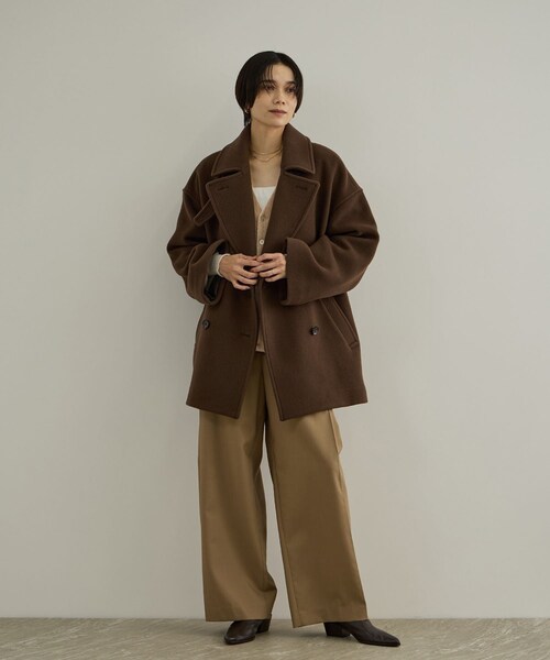 ADAM ET ROPE'(アダムエロペ)の「【WEB限定】FABRICA ダブルクロスPコート(ピーコート・レディース・グレー/ブラウン/カーキ/ネイビー・M/S)」の20枚目の写真