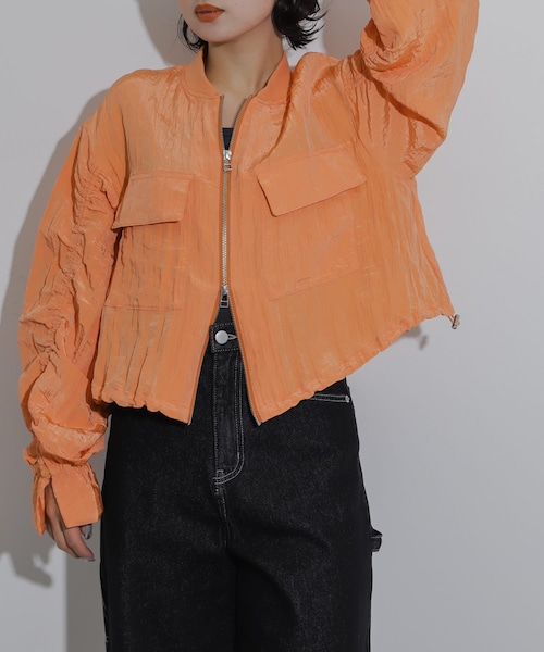 SENSE OF PLACE by URBAN RESEARCH(センスオブプレイスバイアーバンリサーチ)の「ドロストシャーリングシアーブルゾン(ブルゾン・レディース・ORANGE/IVORY/BLACK・one)」の3枚目の写真