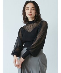 LAGUNAMOON | シアーボリュームスリーブニットプルオーバー(ニット/セーター)