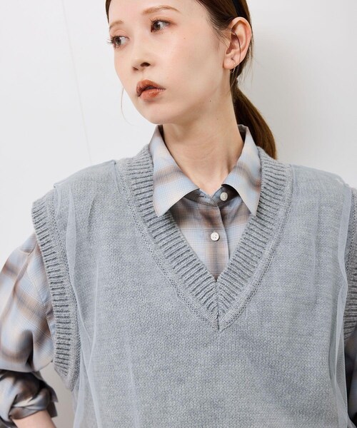 ROPE' PICNIC(ロペピクニック)の「チュールドッキングベスト(ベスト・レディース・ブラック/グレー/ブラウン・F)」の15枚目の写真