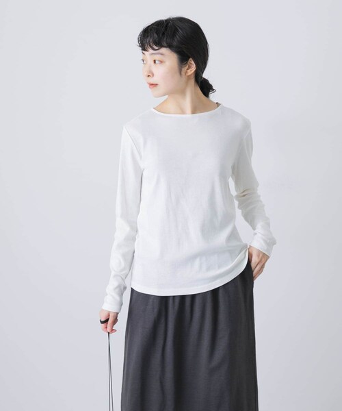 かぐれ（カグレ）の「ハイツイストコットンボートカットソー（Tシャツ/カットソー・レディース・OFF/MINT/BLACK・FREE）」の6枚目の写真