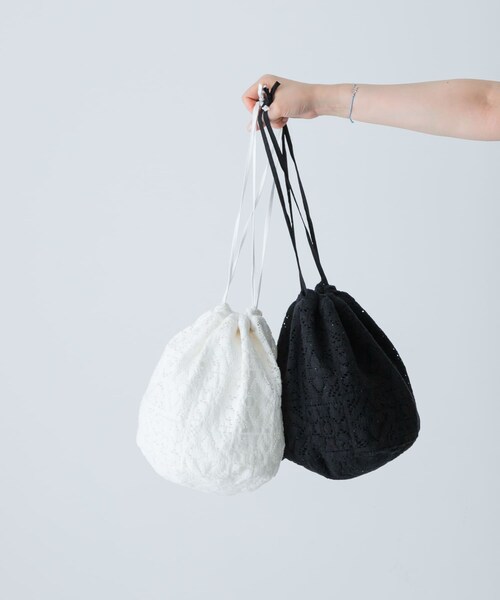 かぐれ（カグレ）の「コットンレース巾着バッグ（その他雑貨・レディース・OFF/BLACK・FREE）」の5枚目の写真