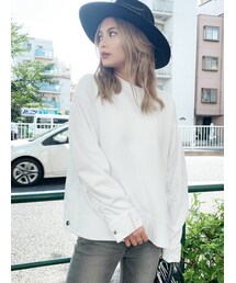 GYDA | sleeveギャザードッキングスウェットTOPS(スウェット)