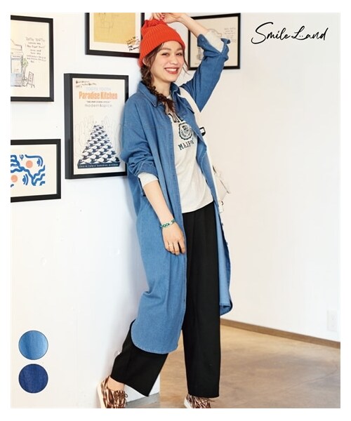 nissen（ニッセン）の「大きいサイズ 羽織にもなるデニムシャツワンピース（ワンピース・レディース・ライトブルー/インディゴブルー・L/LL/3L/4L/5L/6L/8L/10L）」の3枚目の写真