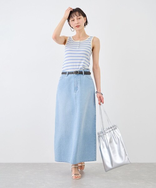 ROPE' PICNIC（ロペピクニック）の「マルチボーダーヘンリーネックタンクトップ（タンクトップ・レディース・キナリ系/ブラウン/サックス・F）」の20枚目の写真