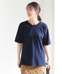 nissen | 大きいサイズ 綿100％汗染みしにくいクルーネック５分袖Ｔシャツ(Tシャツ/カットソー)