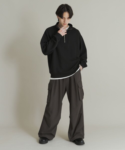 SENSE OF PLACE by URBAN RESEARCH（センスオブプレイスバイアーバンリサーチ）の「『一部WEB限定カラー』ハーフジップロングスリーブスウェット（スウェット・メンズ・BLACK/GRAY/NAVY/GREEN/L.BLUE・M/L）」の13枚目の写真