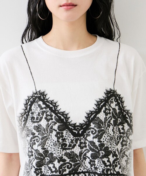 VIS(ビス)の「トロンプルイユプリントTシャツ(Tシャツ/カットソー・レディース・チャコール/ホワイト・F)」の18枚目の写真