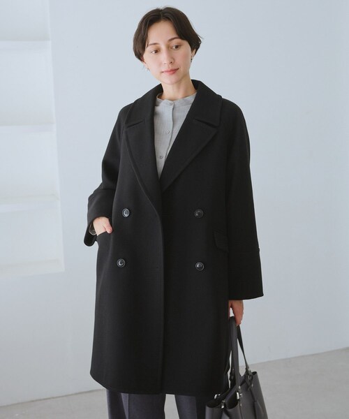 ROPE' PICNIC（ロペピクニック）の「ジャージメルトン無地＆チェックオーバーPコート/一部WEB限定カラー・リンクコーデ（ピーコート・レディース・ブラック/ブラック系/グレー系/ダークブラウン/ベージュ・M/S）」の16枚目の写真