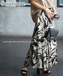 Soiunique | 総アート柄ロング丈スカート ［Soiunique］(スカート)