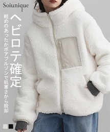 Soiunique | 配色デザインゆったりサイズボアブルゾン　［Soiunique］(ブルゾン)