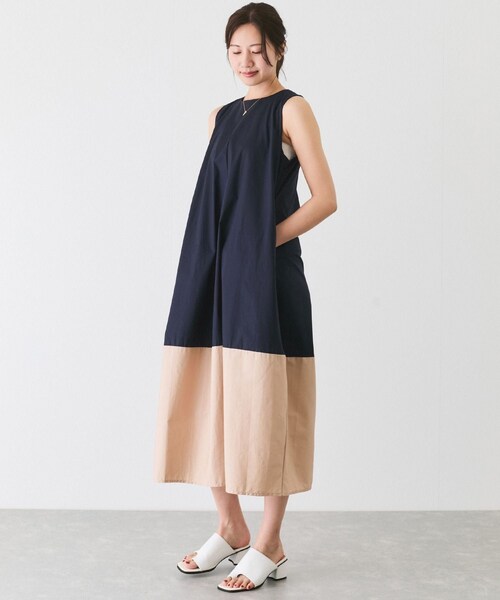 Jayro（ジャイロ）の「バイカラーノースリーブワンピース（ワンピース・レディース・ブラック/ネイビー/ピンク・F）」の11枚目の写真