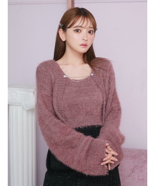 EATME（イートミー）の「ニットキャミ&カーディガンセット（その他トップス・レディース・ブラック/ピンク/ブラウン・F）」の8枚目の写真