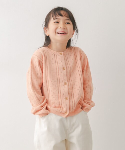 URBAN RESEARCH DOORS(アーバンリサーチドアーズ)の「透かし編みカーディガン(KIDS)(ニット/セーター・キッズ・PEACH/IVORY・120(115-125)/135(130-140))」の9枚目の写真