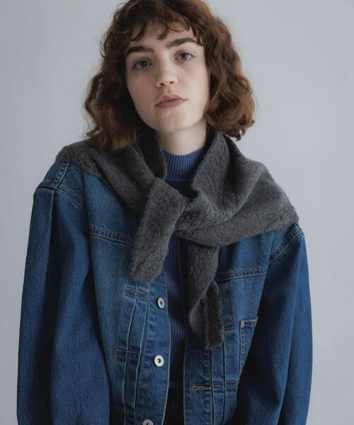 URBAN RESEARCH Sonny Label（アーバンリサーチサニーレーベル）の「スカラトリムニットスカーフ（バンダナ/スカーフ・レディース・オフ/グレー/ブラウン・One）」の12枚目の写真