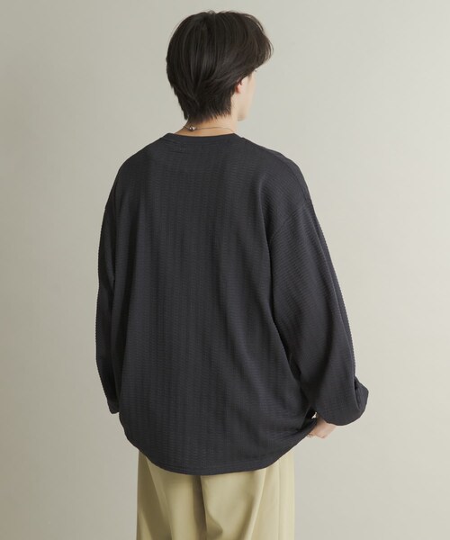 SENSE OF PLACE by URBAN RESEARCH（センスオブプレイスバイアーバンリサーチ）の「ライトワッフルクルーネックロングTシャツ（Tシャツ/カットソー・メンズ・CHARCOAL/KHAKI/PURPLE・M/L）」の9枚目の写真
