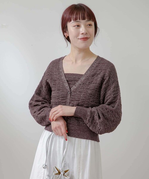 URBAN RESEARCH ROSSO（アーバンリサーチロッソ）の「F by ROSSO　ラメニットビスチェ+カーディガン（カーディガン/ボレロ・レディース・BROWN/GREIGE・FREE）」の3枚目の写真