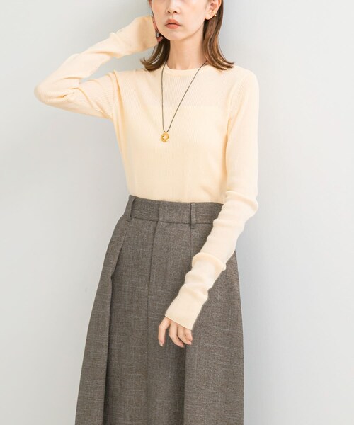 URBAN RESEARCH ROSSO（アーバンリサーチロッソ）の「シルク混リブデザインニット（ニット/セーター・レディース・WHITE/CREAM/GRAY/D/NAVY・FREE）」の10枚目の写真