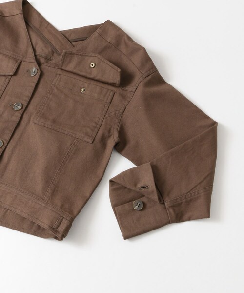 SENSE OF PLACE by URBAN RESEARCH（センスオブプレイスバイアーバンリサーチ）の「ノーカラーショートジャケット（ノーカラージャケット・レディース・BROWN/IVORY・FREE）」の7枚目の写真