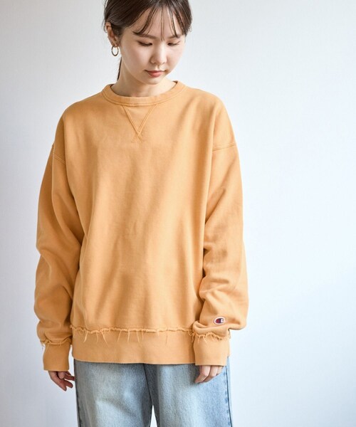 ROPE' PICNIC（ロペピクニック）の「【Champion/チャンピオン】ピグメント裏毛クルーネックスウェット（スウェット・レディース・ブラック/サックス/ワイン/オレンジ・F）」の18枚目の写真