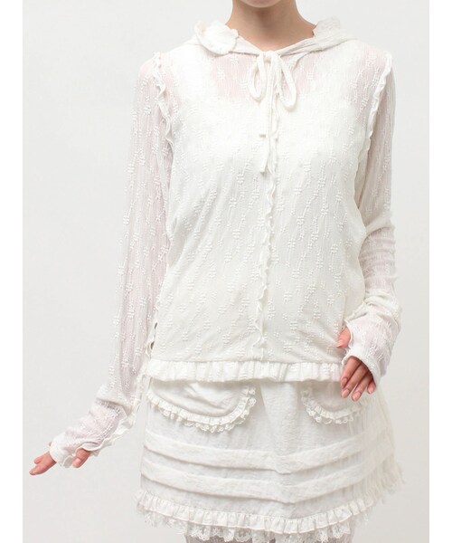 merry jenny（メリージェニー）の「rabbitレースフードtops（Tシャツ/カットソー・レディース・オフホワイト/アイボリー/ミントグリーン/ミックス・F）」の4枚目の写真