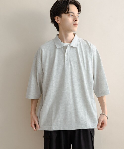 SENSE OF PLACE by URBAN RESEARCH（センスオブプレイスバイアーバンリサーチ）の「スラブカノコエクストラルーズポロシャツ（ポロシャツ・メンズ・BLACK/OATMEAL/BROWN・M/L）」の16枚目の写真