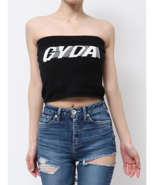 GYDA(ジェイダ)の「GYDA ニットベアトップス(キャミソール・レディース・オフホワイト/ブラック/ピンク/ライム/スカイブルー・F)」の6枚目の写真