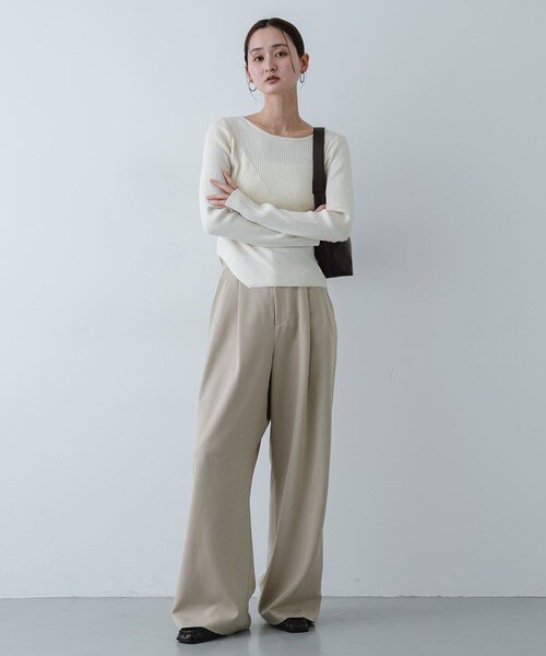 SENSE OF PLACE by URBAN RESEARCH(センスオブプレイスバイアーバンリサーチ)の「『洗濯可/防花粉』SKINProofアシメヘムボートネックセーター(ニット/セーター・レディース・CHARCOAL/IVORY/NAVY/PINK・One)」の8枚目の写真