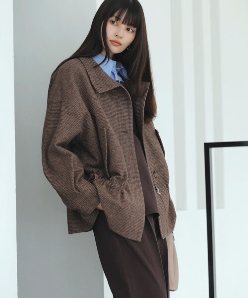 VIS（ビス）の「ドロストペプラムブルゾン（ブルゾン・レディース・グレー/ブラウン系・F）」の8枚目の写真