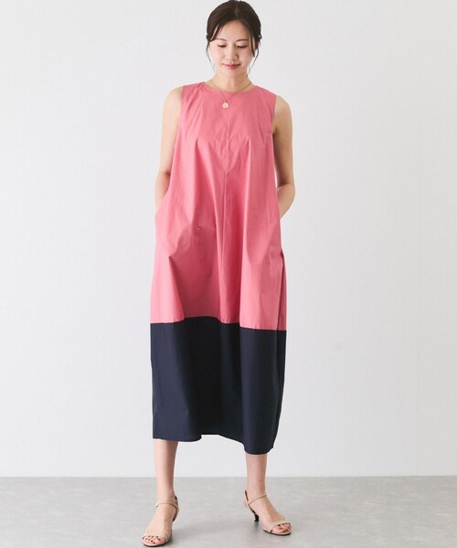 Jayro（ジャイロ）の「バイカラーノースリーブワンピース（ワンピース・レディース・ブラック/ネイビー/ピンク・F）」の15枚目の写真