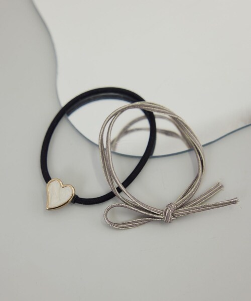 ROPE' PICNIC（ロペピクニック）の「ハートモチーフヘアゴムセット（ヘアゴム・レディース・ブラック/ベージュ/ピンク・F）」の2枚目の写真