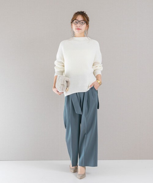 URBAN RESEARCH ROSSO（アーバンリサーチロッソ）の「ボートネックバックスリット畦ニット（ニット/セーター・レディース・OFF WHITE/LEMON/MINT/D/NAVY・FREE）」の13枚目の写真