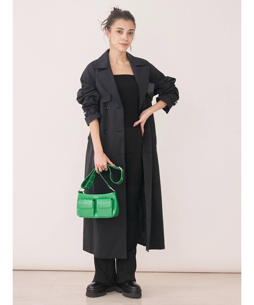 EVRIS（エヴリス）の「チェーンベルトトレンチコート【セットアップ着用可能】（トレンチコート・レディース・パープル/ブラック/グリーン/ベージュ・F）」の3枚目の写真