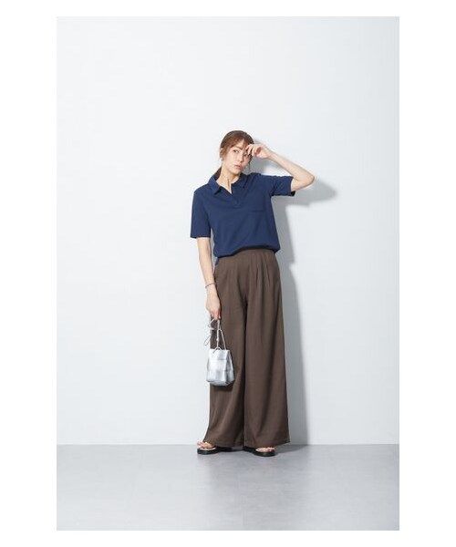 nissen（ニッセン）の「高身長　ペン差し半袖ポロシャツ（吸汗速乾・UVカット）（トールサイズ）（ポロシャツ・レディース・オフホワイト/黒/ネイビー/アイス杢グレー・MTT/LTT/LLTT/3LTT/4LTT/5LTT）」の20枚目の写真