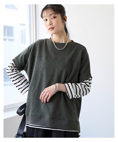 nissen（ニッセン）の「＜大きいサイズ＞綿１００％着まわし自由自在ゆったりスウェットTシャツ（スウェット・レディース・グレーベージュ/黒/スモークカーキ/レッド/杢グレー/ブリックオレンジ/杢チャコールグレー/ラズベリー・L~LL相当/3L~4L相当/5L~6L相当/8L相当/10L相当）」の20枚目の写真