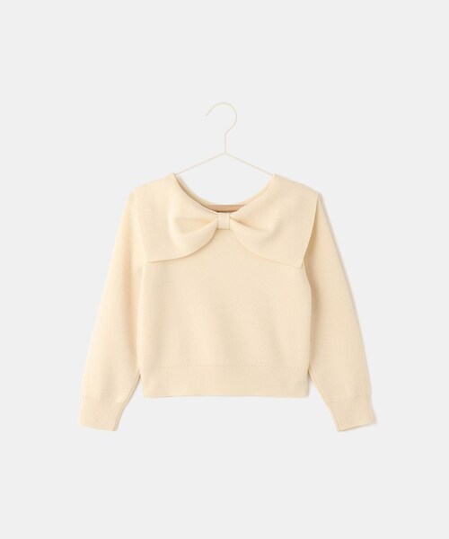 ROPE' PICNIC(ロペピクニック)の「【KIDS/キッズ】前後2WAYマシュマロニットリボンカラートップス/イージーケア・リンクコーデ(ニット/セーター・キッズ・ブラック/キナリ/ピンク系・120/130/140/150)」の1枚目の写真
