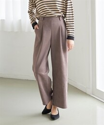 nissen | 大きいサイズなめらか桃起毛フェイクスエードワイドパンツ（ゆったりヒップ）(パンツ)