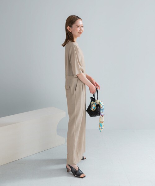 URBAN RESEARCH ROSSO（アーバンリサーチロッソ）の「リネンライク5分袖オールインワン（つなぎ/オールインワン・レディース・BLACK/BEIGE・36/38）」の19枚目の写真
