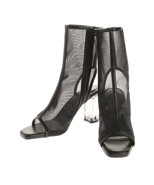 MERCURYDUO（マーキュリーデュオ）の「オープントゥメッシュブーツ（ブーツ・レディース・アイボリー/ブラック・36/38）」の3枚目の写真