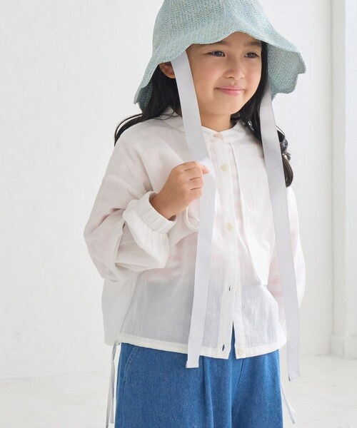 ROPE' PICNIC（ロペピクニック）の「【KIDS/キッズ】【接触冷感・通気性】お着軽シャツシリーズ/綿ボイルシャツ/リンクコーデ（Tシャツ/カットソー・キッズ・オフホワイト/ピンク・L/M/S）」の13枚目の写真