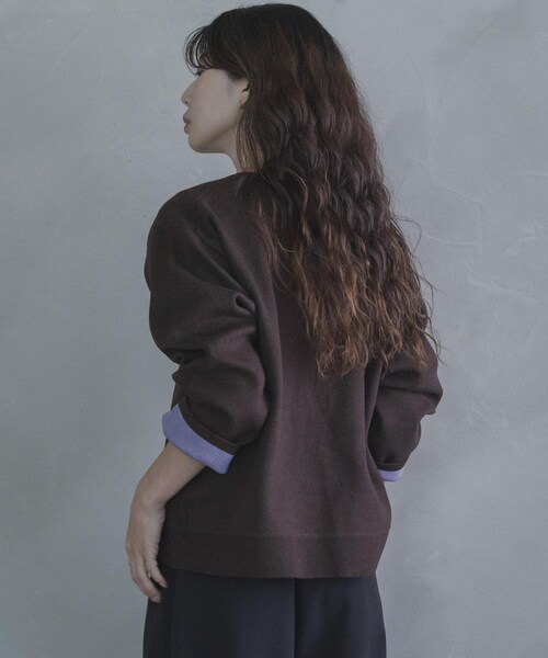URBAN RESEARCH Sonny Label（アーバンリサーチサニーレーベル）の「ダブルフェイスバイカラーカーディガン（カーディガン/ボレロ・レディース・グレー/ブラウン/ネイビー・Free）」の17枚目の写真