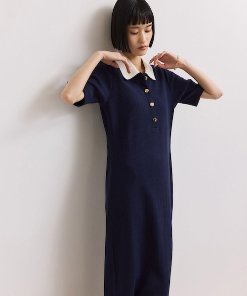 ADAM ET ROPE'(アダムエロペ)の「【WEB限定】ハーフスリーブポロシャツワンピース(ワンピース・レディース・ブラック/チャコール/ネイビー系/レッド・M/S)」の9枚目の写真