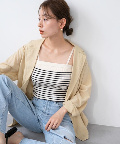 URBAN RESEARCH Sonny Label（アーバンリサーチサニーレーベル）の「カップ付きマルチウェイニットキャミソール（キャミソール・レディース・OFFボーダー/オフ/NAVYボーダー・FREE）」の10枚目の写真