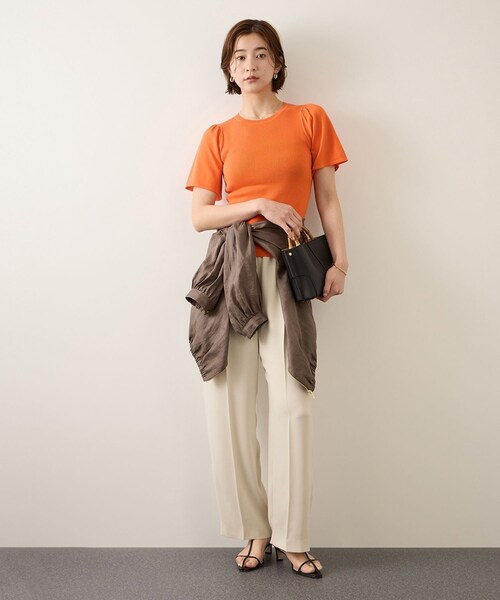 ROPE'（ロペ）の「コンフォートイージーパンツ/UVカット・防シワ・接触冷感・吸水速乾・セットアップ対応・イージーケア（その他パンツ・レディース・ベージュ/ダークブラウン系・36/38）」の18枚目の写真